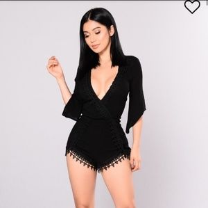 Black Lace Romper Fashion Nova V Neck